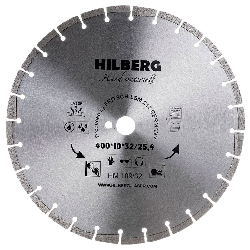 Диск алмазный по бетону и граниту Hilberg Hard Materials 400x32/25.4мм (HM109/32) купить в Пушкино по низкой цене - фото и характеристики